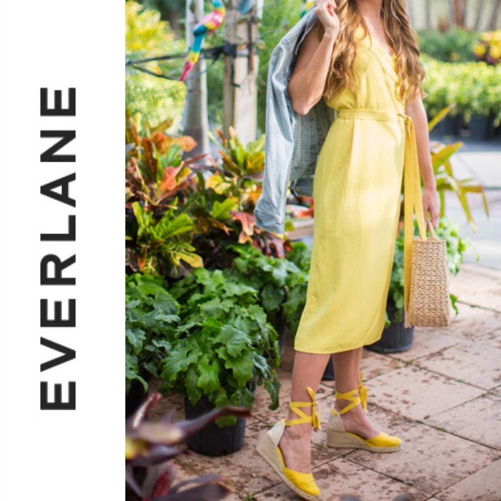 Everlane The Japanese GoWeave Yellow Wrap Dress S